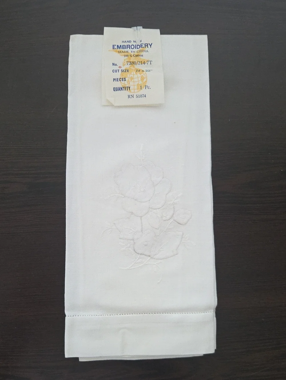 Embroidered White Cotton Hand Towel - Classic Home Accents